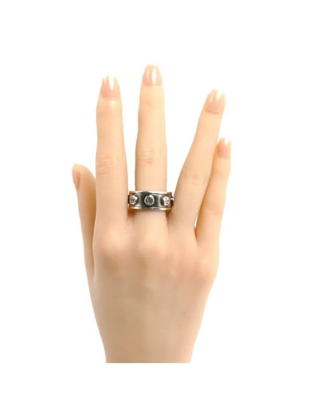 Louis Vuitton 925 Sterling Silver Ring LV Studded